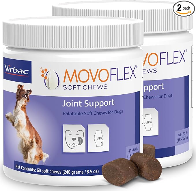MOVOFLEX Soft Chews Hip and Joint Support Supplement for Medium Dogs -120 Count by Virbac