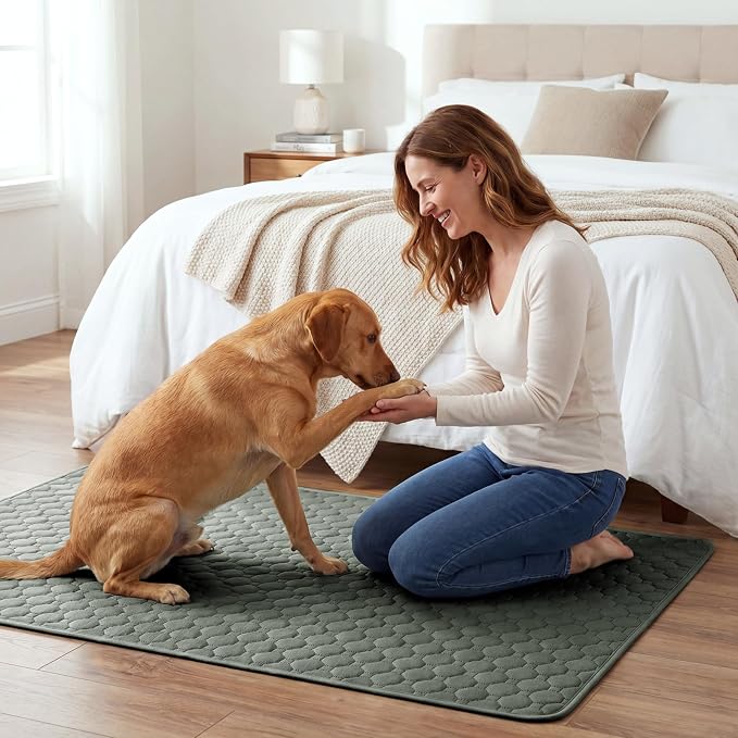 H.VERSAILTEX Premium Washable Pee Pads for Dogs 2 Pack Super Absorbent 100% Waterproof Reusable Non-Slip Quilted Puppy Training Pads for Crate Playpen Whelping & Potty Training(36"x36", Sage)