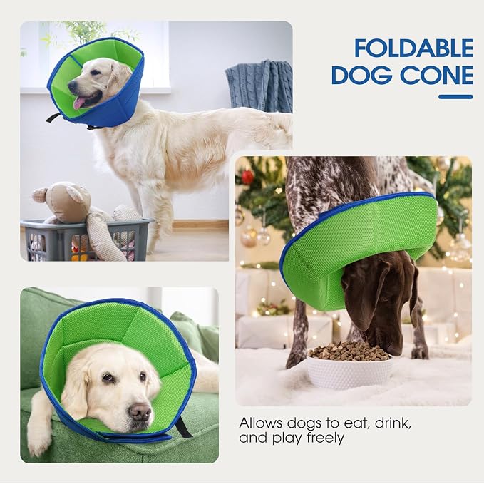 Dog Cone Collar After Surgery for Large Dogs, Adjustable Soft Cone for Dogs to Stop Licking, Professional Elizabethan Collar for Pet, Recovery Cones for Wound Healing & Hot Spots