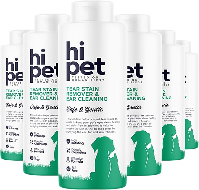 Tear Stain Remover for Dogs and Cats & Ear Cleaning, Removes Earwax and Odor, All-Natural Formula, 4.06 Fl Oz (Pack of 6)