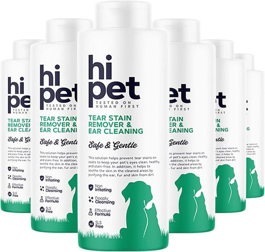 Tear Stain Remover for Dogs and Cats & Ear Cleaning, Removes Earwax and Odor, All-Natural Formula, 4.06 Fl Oz (Pack of 6)