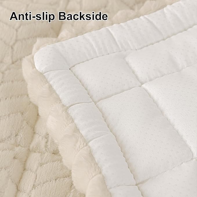 Smiry Couch Cover for Dogs, Non Slip Fuzzy Pet Sofa Covers Washable for 3 Cushion Couch, Soft Thick Furniture Protector for Cats Dogs, Against Fur, Dirt, Scratch Resistant (Beige, 35.4"x82.7")