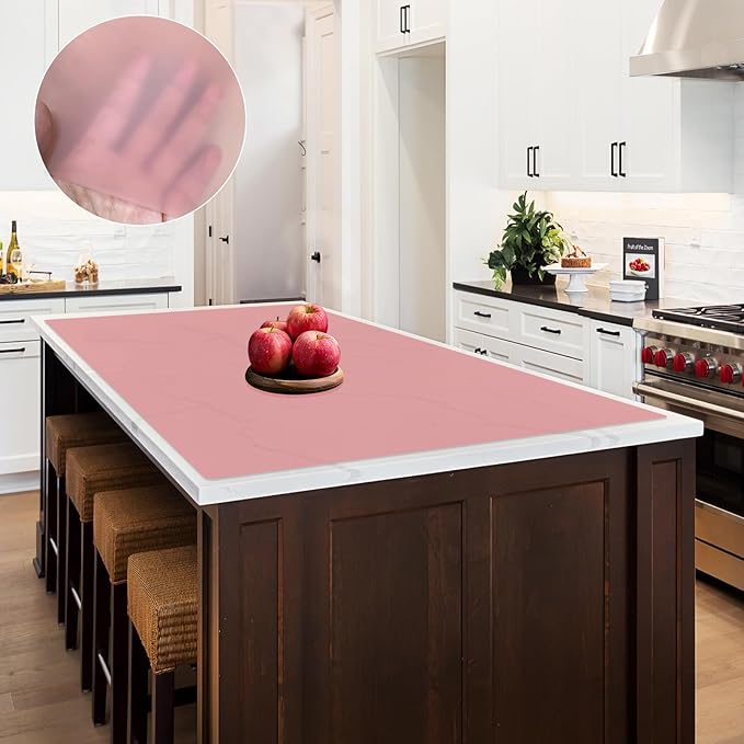 2MM Thick Large Silicone Mat, 47.2"x23.6"(120cmx60cm) Silicone Mats for Kitchen Counter, Heat Resistant Mat, Non-Slip Kitchen Counter Mat, Waterproof Countertop Protector for Craft, Translucent Red
