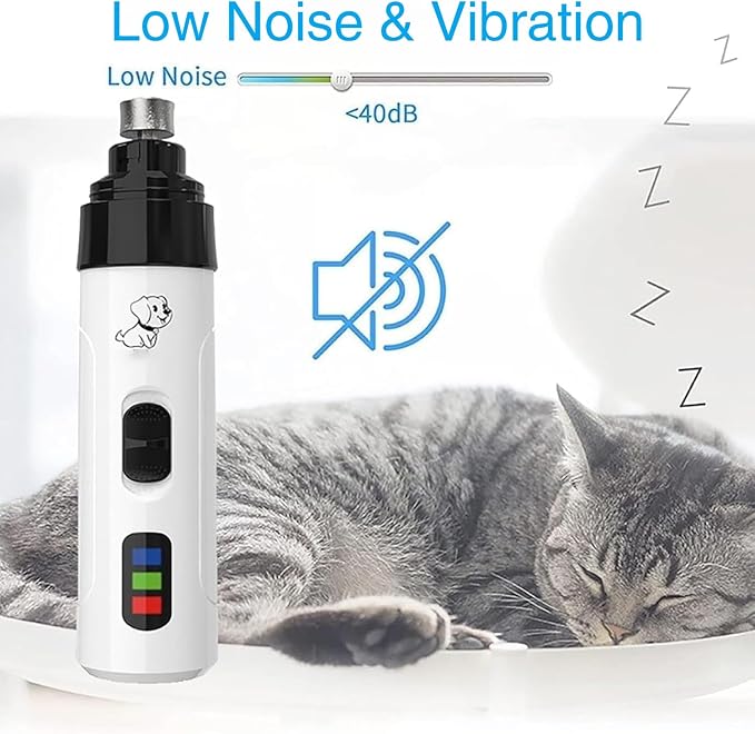 Silent Groom Pro Nail Grinder, Dog Nail Trimmer Grinders,Super Quiet Pet Paws Grooming Smoothing Tool,Rechargeable USB Charging Pet Nail Grinder for Small Medium Large Dogs & Cats