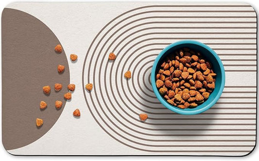 Dog Food Mats,Cat Absorbent Water Bowl Feeding Mats Pet Placemats for Food and Water Brown Bohemia 17 * 30 inch
