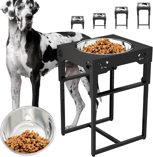 Stainless Steel Elevated Dog Bowls Stand(3.93'' Up to 20.3''), Adjustable Raised Dog Bowl for Medium, Large Sized Dogs