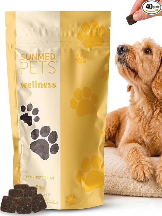 Sunmed Wellness Chew for Dogs with Pumpkin & Hemp Extract – Supports Digestive Health, Wellness & Balance – All-Natural, Safe & Tasty Chews for Dogs – 40ct