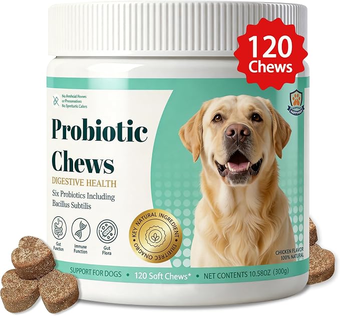 Probiotics for Dogs, Dog Probiotics for Digestive Health, Relieve Diarrhea, Promote Gut and Immune Health, Plus Pumpkin and Papaya, Promote a Balanced Gut Microbiome & Improve Coat Condition