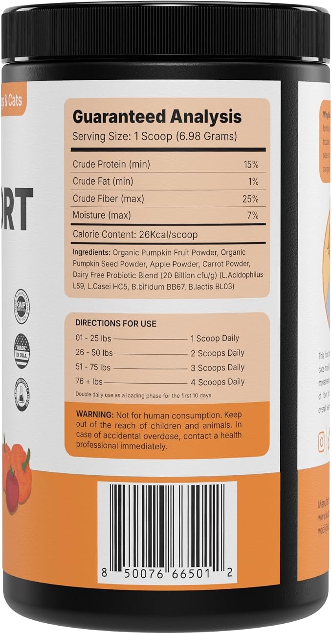 Pumpkin Gut Support for Dogs – Digestive Health Supplement with Natural Fiber & Probiotics, 60 Servings | Kubi Pets