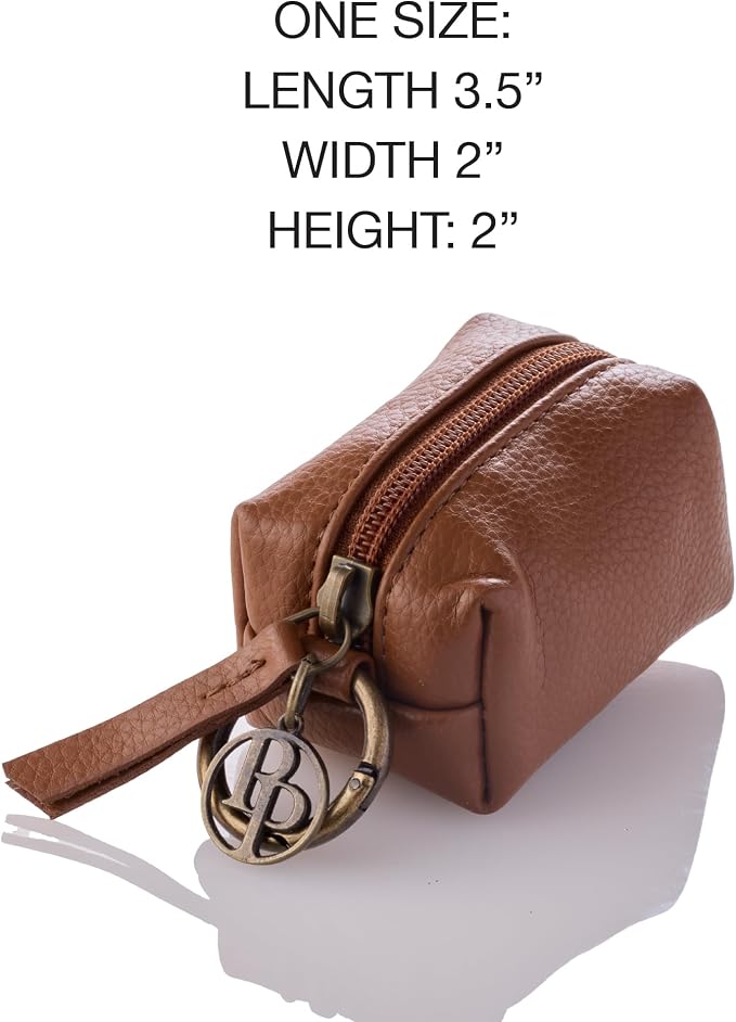 Rein - The Recycled Vegan Leather Pouch Durable Heavy Duty Bag Holder, Leash Attachment Made With Sustainable Materials, Custom Hardware for Small, Medium & Large Dogs, Chestnut Heather