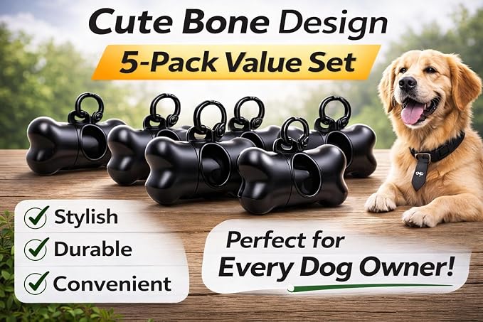 Dog Poop Bag Holder For Leash With Safety Lock,Stand-Sized Dog Poop Bag Dispenser No Scented (1 Holder 15 Bags)