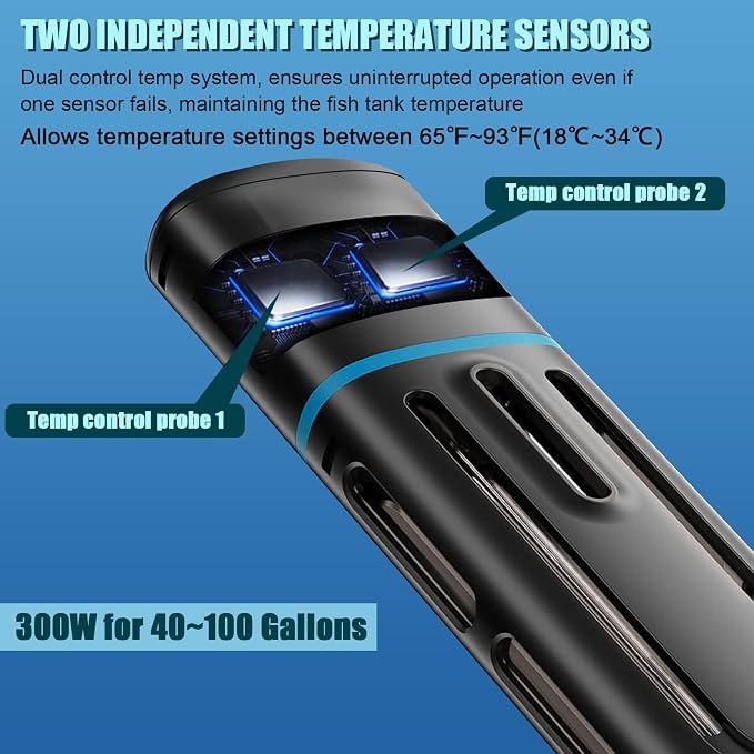 LYPHARD AQUARIUMS Electronic Aquarium Heater, 300W Small Fish Tank Heater, Adjustable Submersible Heater PID Temperature Control with LED Digital, Water Dry Automatic Shut Off for Fresh Seawater