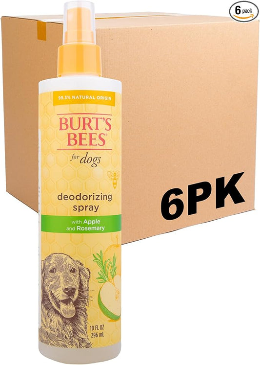 BURT'S BEES FOR PETS Naturally Derived Deodorizing Spray for Dogs - Best Dog Spray for Smelly Dogs - Made with Apple & Rosemary - Cruelty Free, Made in USA, 10 oz - 6 Pack