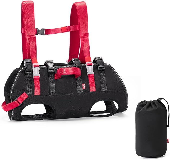 Wakytu Dog Emergency Rescue Sling - Lightweight Packable Lift Harness with Handle - Safe Transport for Small Medium Dogs - Ideal for Hiking Skiing（18.5-29.5lbs）