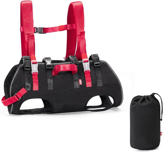 Wakytu Dog Emergency Rescue Sling - Lightweight Packable Lift Harness with Handle - Safe Transport for Small Medium Dogs - Ideal for Hiking Skiing（18.5-29.5lbs）