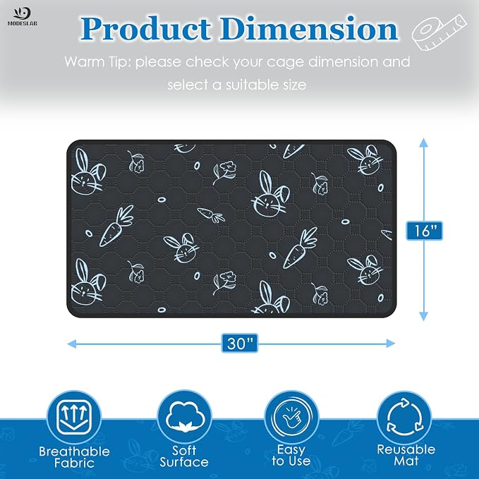 6-Pack Guinea Pig Cage Liner Washable, 16in x 30in Ultra-Absorbent Guinea Pig Bedding for Cage Non-Slip Leak-Proof Pee Pads for Dogs Rabbit Bunny Cat Litter Mat, Navy