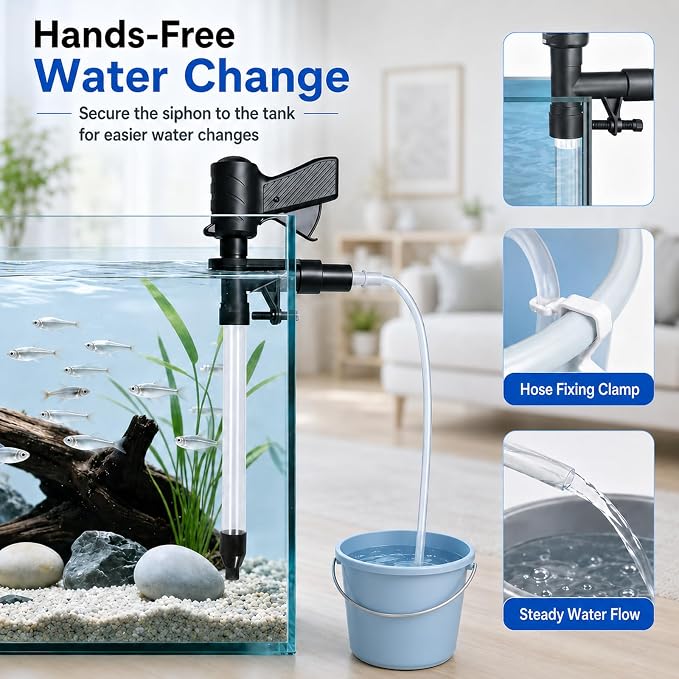 Fish Tank Cleaner Kit, Gravel Vacuum for Aquarium, Aquarium Vacuum & Siphon, Fish Tank Cleaning Kit, Aquarium Vacuum Gravel Cleaner
