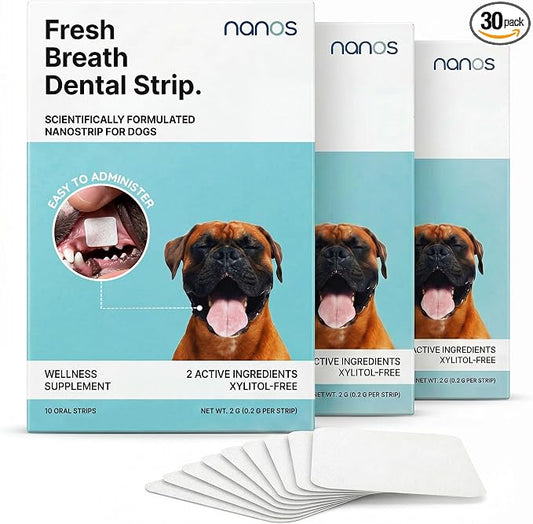 Dog Dental Treats Strip – 30-Pack Dog Breath Treats | Dissolves in Seconds | Teeth Cleaning Strip | Pet Oral Care Mint Strips