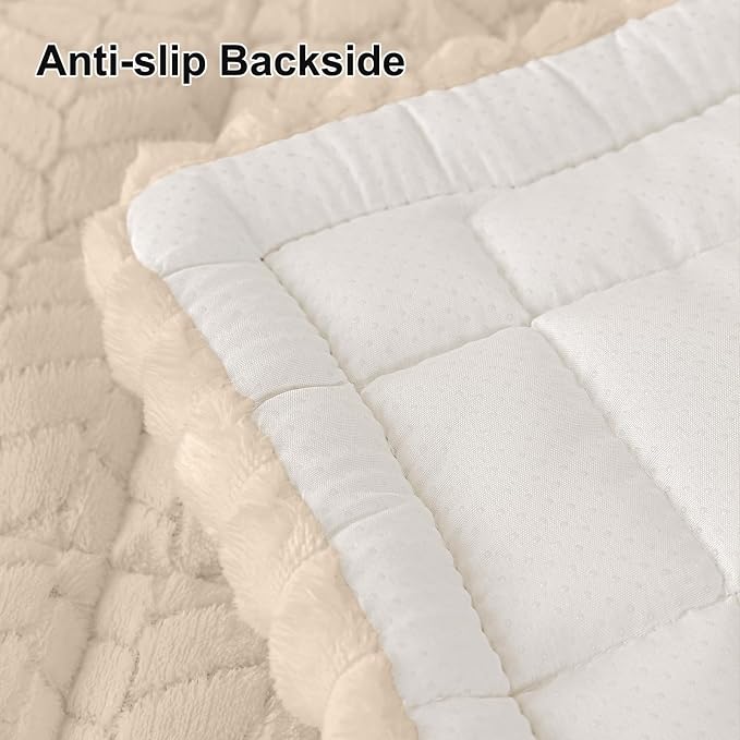Smiry Couch Cover for Dogs, Non Slip Fuzzy Pet Sofa Covers Washable for Sectional Couch, Soft Thick Furniture Protector for Cats Dogs, Against Fur, Dirt, Scratch Resistant (Apricot, 43"x63")