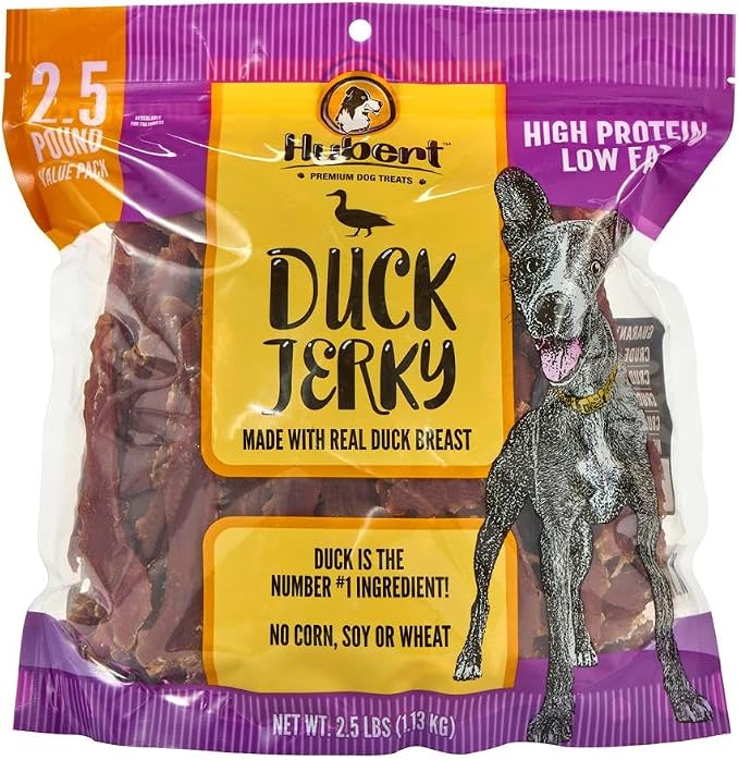 Hubert Pet Duck Jerky Dog Treats, Grain Free, High Protein, Low Fat, 2.5 lb