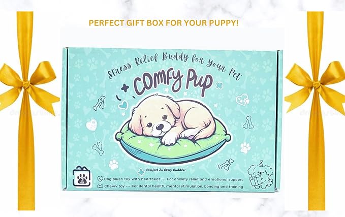 Calming Puppy Toy with Heartbeat for Anxiety Relief for Dogs and Cats, Chew Toy for Dental & Mental Stimulation, Heartbeat Puppy Toy Sleep Aid, Crate Training & New Dog Parent Gift Set