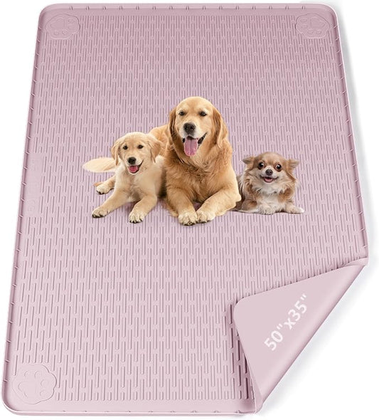 Pee Pads for Dogs, 50" x 35" Extra Large Reusable Silicone Mat, Washable Puppy Training Pads for Potty Training, Non-Slip, Leak-Proof, Indoor Floor Protection (Pink)