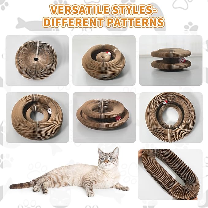 Magic Twist Cat Toy, Collapsible & Double-Sided Infinity Design Kitten Scratching Pad, Eco-Friendly Cardboard, Long-Lasting Interactive Play Toy for Indoor Kittens, 2 Pack
