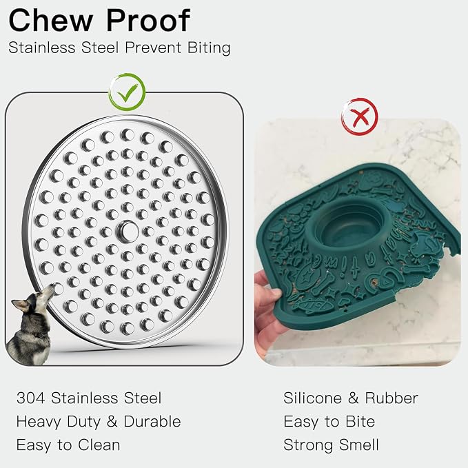 Double Wall Stainless Steel Lick Mat for Dogs & Cats, Chew Proof Slow Feeder for Anxiety Relief & Puppy Enrichment, Non-Slip, Whisker Friendly, Dishwasher Safe Licking Pad [1Pack]