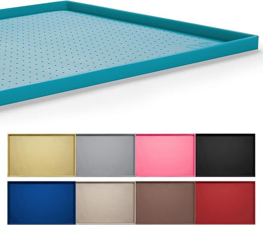 Hubulk Dog Feeding Mat,100% Waterproof BPA Free Silicone Pet Food and Water Bowl Placemat,Dishwasher, High Raised Edge to Prevent Spills,Nonslip Tray to Stop Messes on Floor (19"x12"x0.5", Teal)