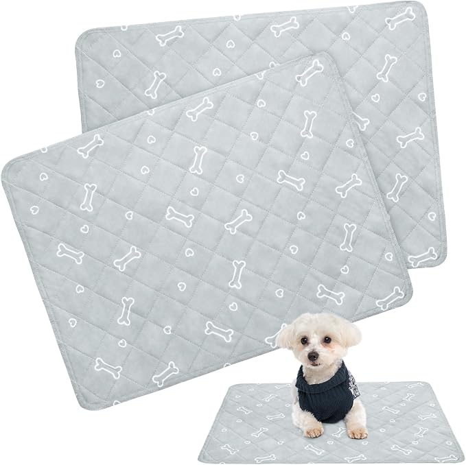 Washable Pee Pads for Dogs, 2 Pack Reusable Puppy Pads, Super Absorbent & Waterproof Training Mats for Potty, Crate, Kennel, Playpen, Bed & Sofa, Anti-Slip Wee Pee Pads for Dogs,18" x 24"