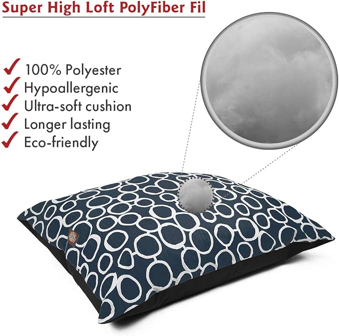 Majestic Pet Rectangle Medium Dog Bed - Washable Non Slip Comfy - Dog Crate Kennel Bed - Medium Breed 35x28 Inch - Fusion Navy