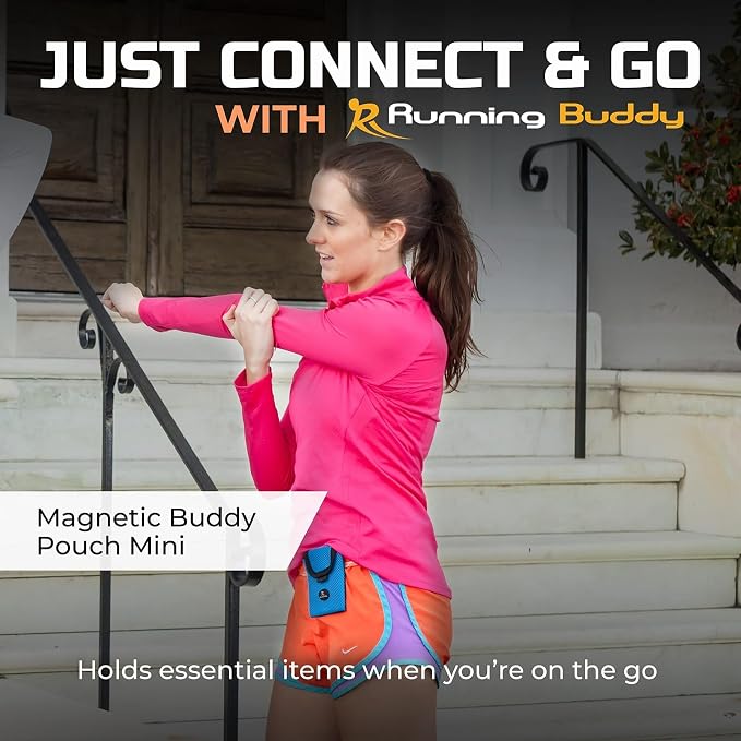 Running Buddy Fanny Pack Waist Pouch - Water-Resistant Gym Belt - Magnetic Closure Waist Belt - Bounce-Free Fit Fanny Pack for Men - 3.75 x 4 in, Mini Blue