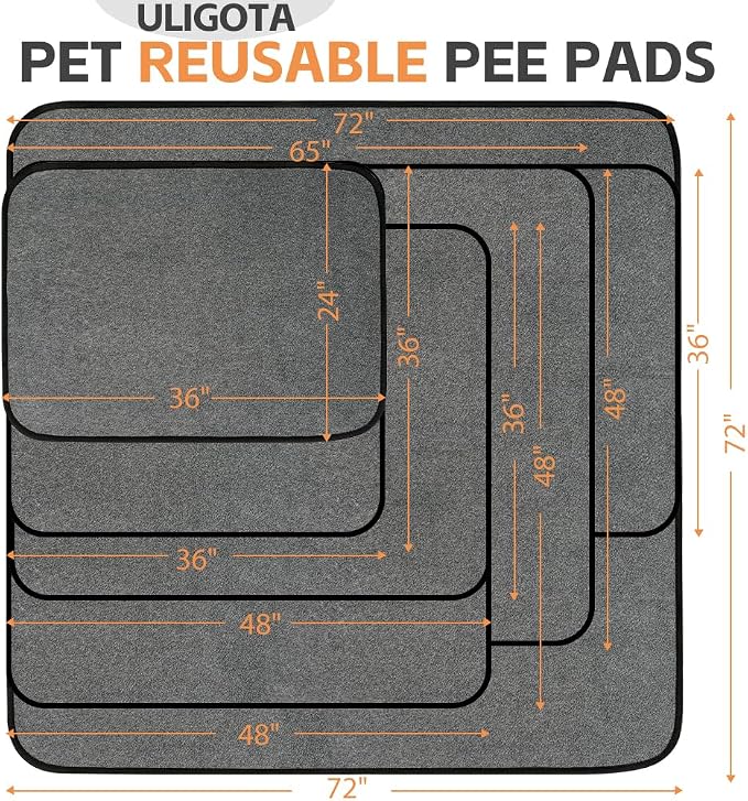 Washable Pee Pads for Dogs, Extra Large Reusable Dog Pee Pad, Waterproof Pet Mat, Dog Playpen Mats for Puppy Training Whelping Playpen Pads, Brown, 36x24 inch