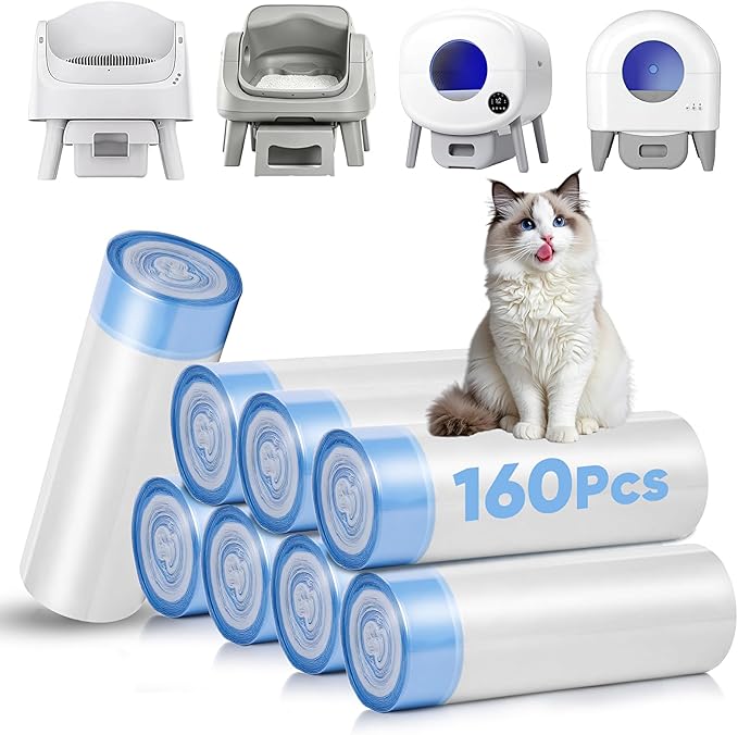 160 Count Cat Litter Box Liners Compatible with PetPivot AutoScooper 11/12 & Cumrige & Fsitego & Fumoi Self Cleaning Litter Box, Cat Litter Liners for Automatic Litter Box, 25.98" x 11.81"