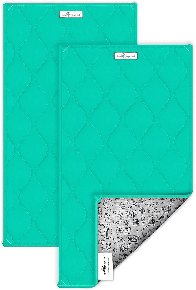 Paw Inspired Guinea Pig Cage Liners | Washable Fleece Bedding, Waterproof Bottom | Super Absorbent Pee Pad or Pet Bed Mat for Guinea Pigs, Ferrets, Rabbits, Hamsters, Small Animals (C&C 2x1, Green)