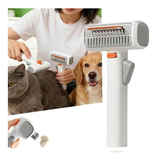 2-in-1 Pet Comb Dematting and Undercoat Rake, Self-Detangling Grooming Brush for Dog Cat, 3.15 Inch Width(1pcs)