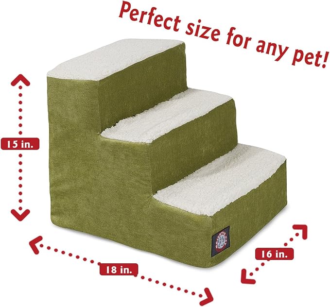 3 Step Portable Pet Stairs By Majestic Pet Products Villa Apple Steps for Cats and Dogs Green