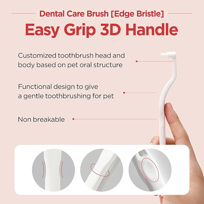 JAYU PET Edge Bristles Tooth Brushing Kit - Dental Gel 1ea + Dental Care Brush 1ea | Teeth Cleaning & Breath Freshener, Removing Plaque and Tartar, Pet Dental Hygiene, Easy Teeth Brushing