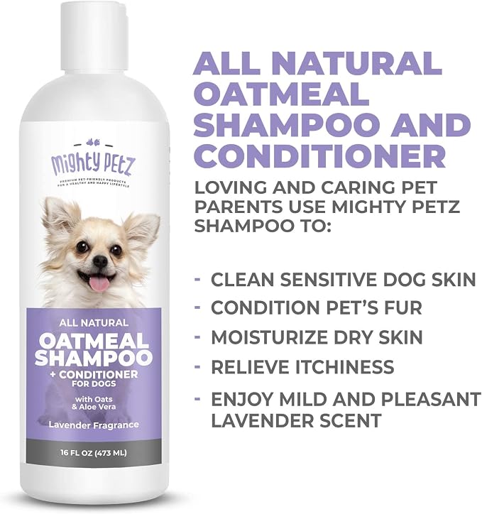 Mighty Petz 2-in-1 Oatmeal Dog Shampoo and Conditioner + Mighty Petz MAX Dog Allergy Relief Bundle