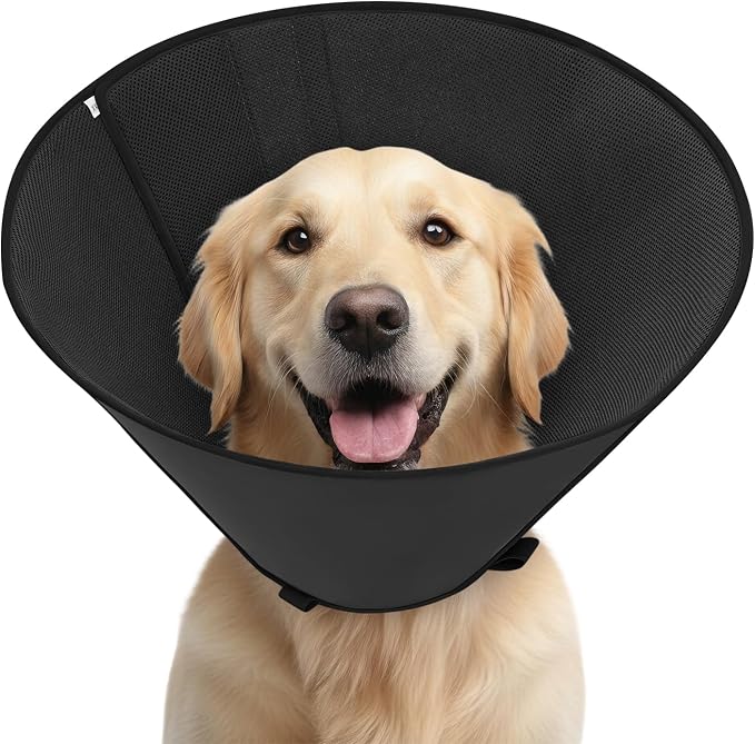 Soft Dog Cone Collar to Stop Licking After Surgery, Mesh Breathable Pet Recovery Collar for Large Medium Dogs, Elizabethan Cone Alternative(S)