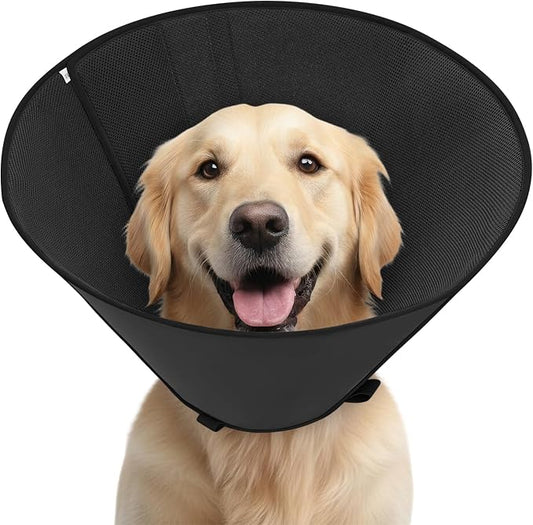 Soft Dog Cone Collar to Stop Licking After Surgery, Mesh Breathable Pet Recovery Collar for Large Medium Dogs, Elizabethan Cone Alternative(XL)