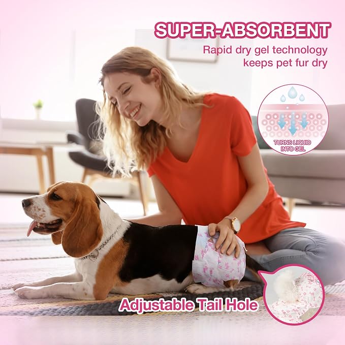 Dono Disposable Dog Diapers Female, Super Absorbent Doggie Diaper, Rapid-Dry Gel Technology Puppy Diapers, Leak-Proof Fit for Cat Doggy in Heat, Excitable Urination, Incontinence, X-Small