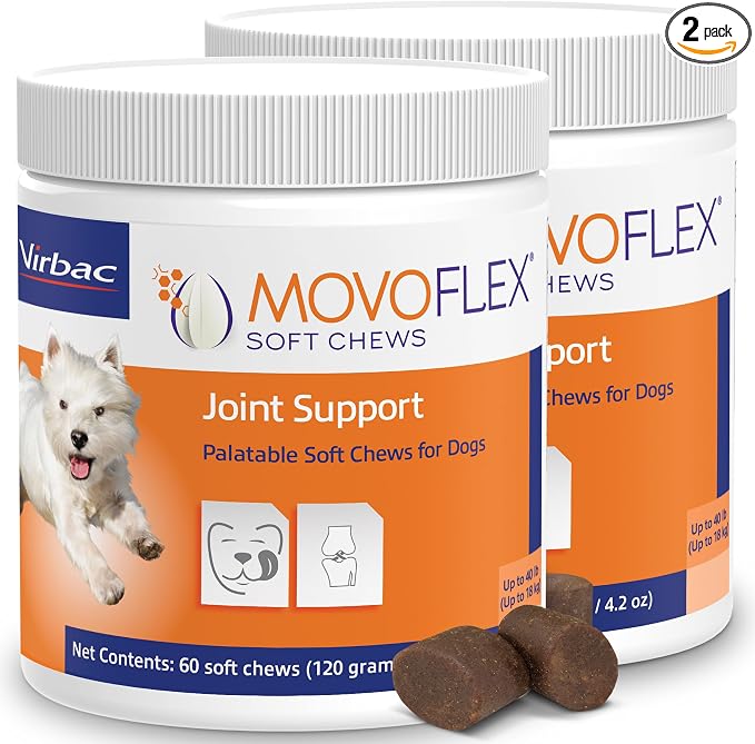 MOVOFLEX Soft Chews Hip and Joint Support Supplement for Small Dogs - 120 Count By Virbac