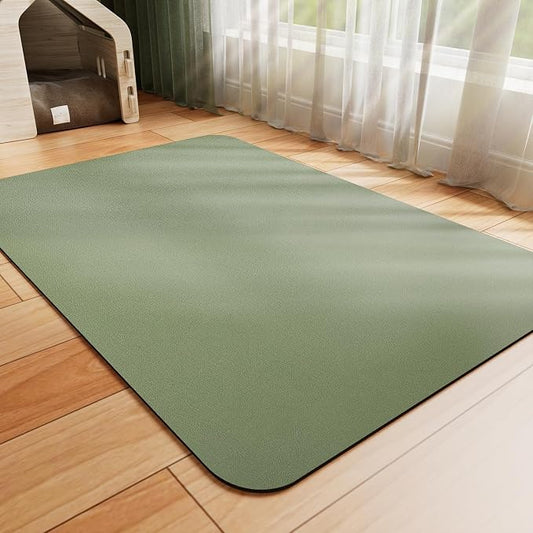 HotLive Dog Food Mat - Absorbent Cat Mat for Food and Water, No Stains Pet Feeding Bowl Mat, Easy to Clean Pet Placemats, Quick Dry Dog Water Dispenser Mat for Messy Drinkers | Green 12"x 19"