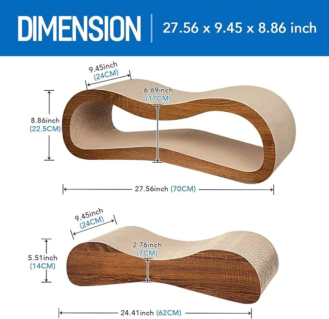 Simple Deluxe Cat Scratcher, 2 in 1 Cat Scratching Board, Cat Cardboard, Scratch Lounger, Large, 27.56 x9.45 x8.86 inch