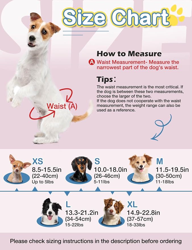 Dono Dog Diapers Female Large Dogs | Stretchy Waist, Disposable Full Wrap, For Puppy in Heat Period, 360° Leak-Proof, Super Absorbent, Small Medium Sizes