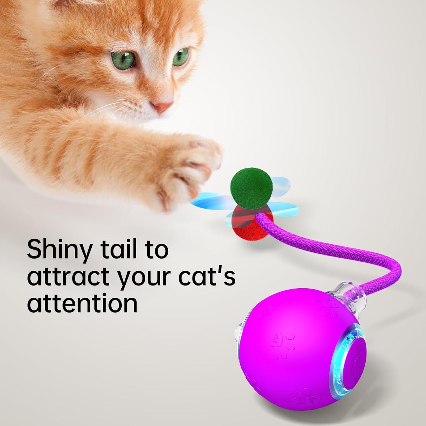Interactive Cat Toys for Indoor Cats - Kitten Toy with Speedy Tail 2.0, Automatic Cat Toys for Bored Indoor Adult Cats, Motion-Activated, 2025 New Upgraded, USB Rechargeable (Purple)