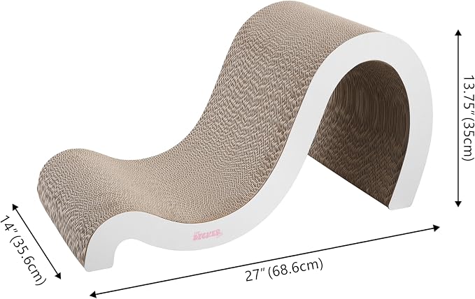 CSR1013B Kona 27" Modern Cardboard Double-Sided Wave Cat Scratcher with Catnip, Cloud