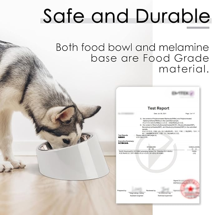 SuperDesign Mess Free 15° Slanted Bowl for Dogs and Cats, Tilted Angle Bulldog Bowl Dog Feeder, Non-Skid & Non-Spill, Easier to Reach Food M/1 Cup Gray