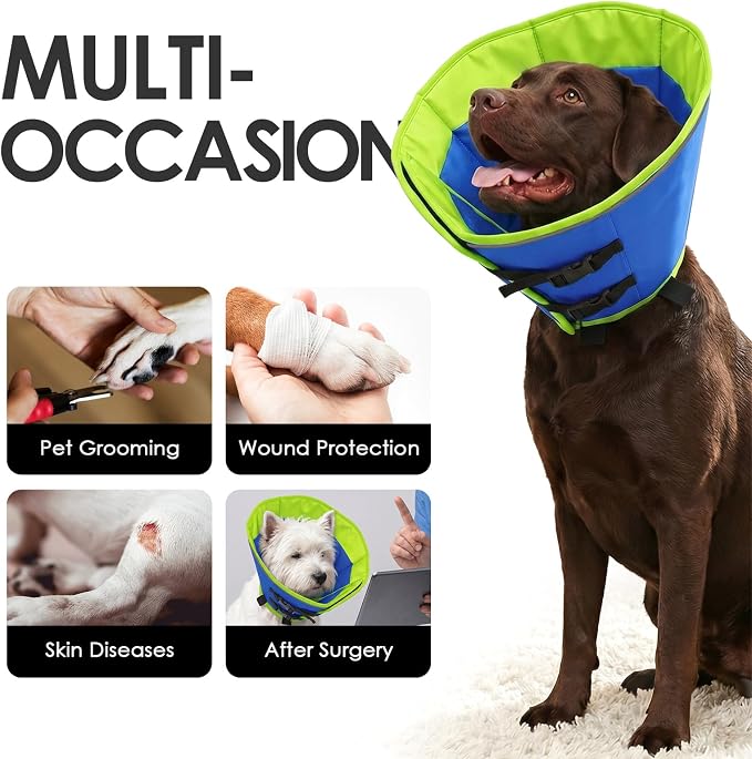 AOFITEE Dog Cones for Medium Dogs, Soft Dog Cone Collar After Surgery, Adjustable Cone for Dogs to Stop Licking with Adjustable Buckle, Pet E-Collar Alternative for Wound Healing(Bluegreen,Medium)